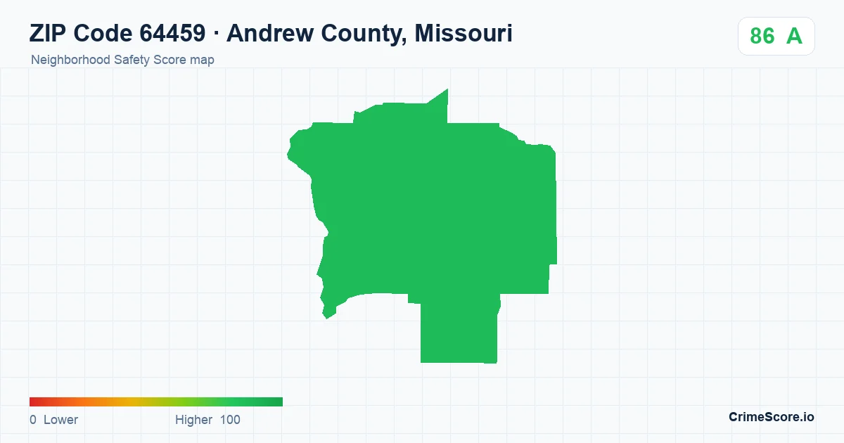 ZIP Code 64459 in Andrew County, Missouri neighborhood Safety Score map