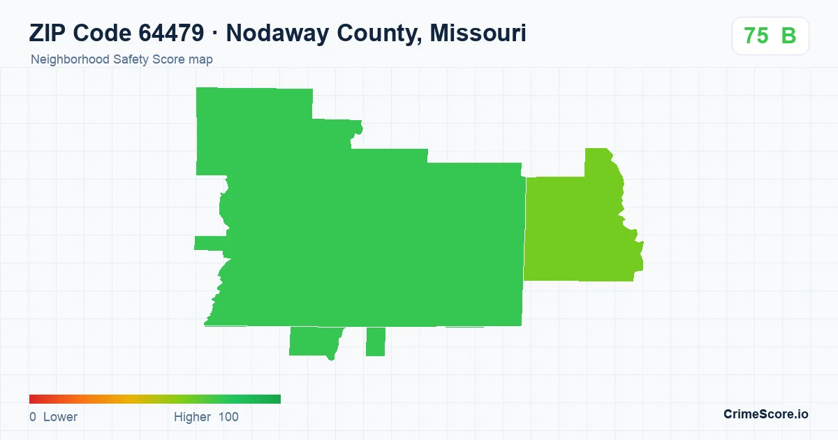 ZIP Code 64479 in Nodaway County, Missouri neighborhood Safety Score map