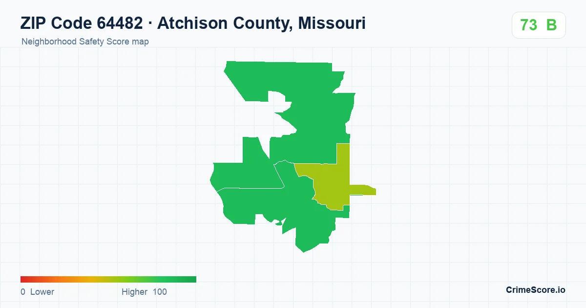ZIP Code 64482 in Atchison County, Missouri neighborhood Safety Score map