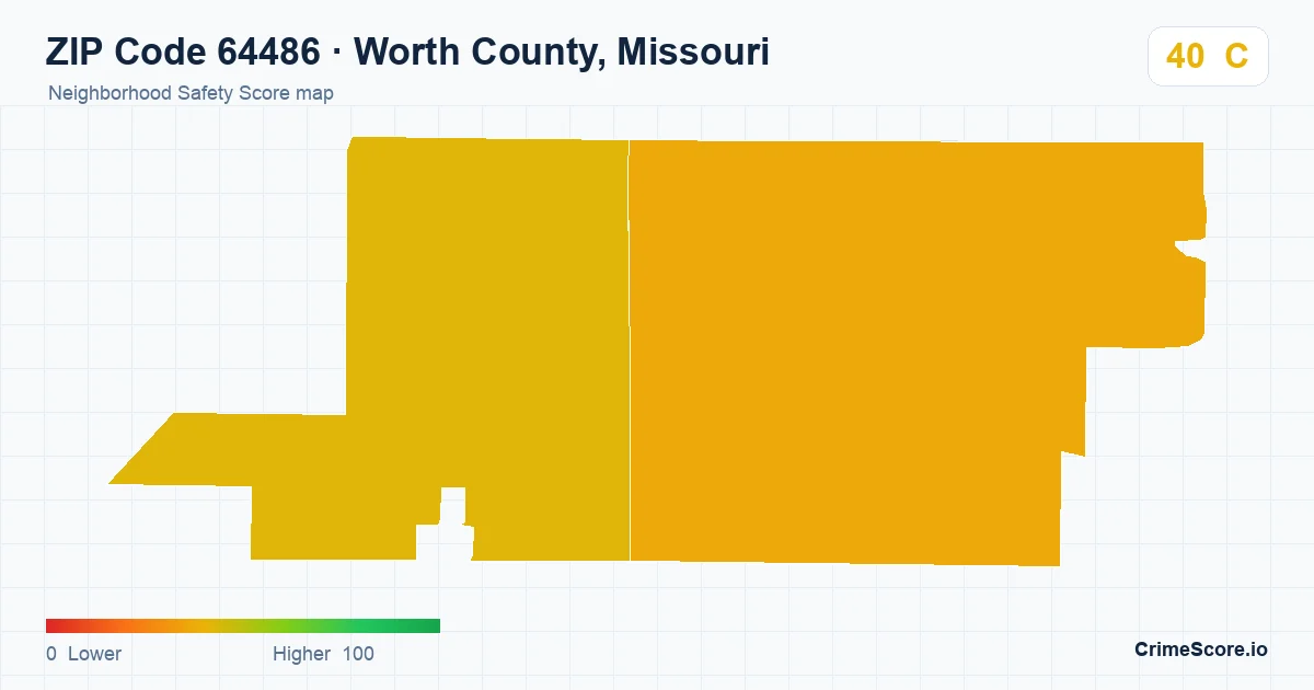 ZIP Code 64486 in Worth County, Missouri neighborhood Safety Score map
