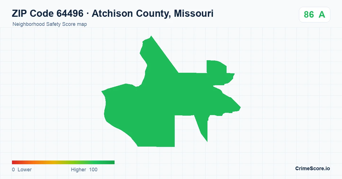 ZIP Code 64496 in Atchison County, Missouri neighborhood Safety Score map