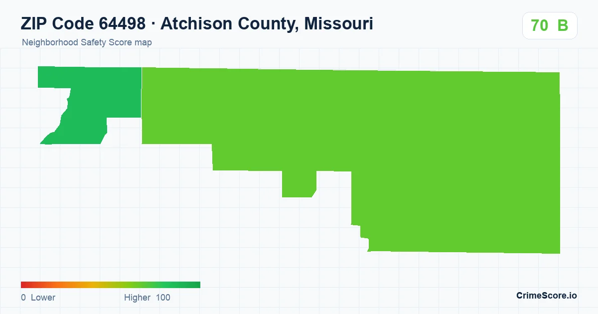 ZIP Code 64498 in Atchison County, Missouri neighborhood Safety Score map