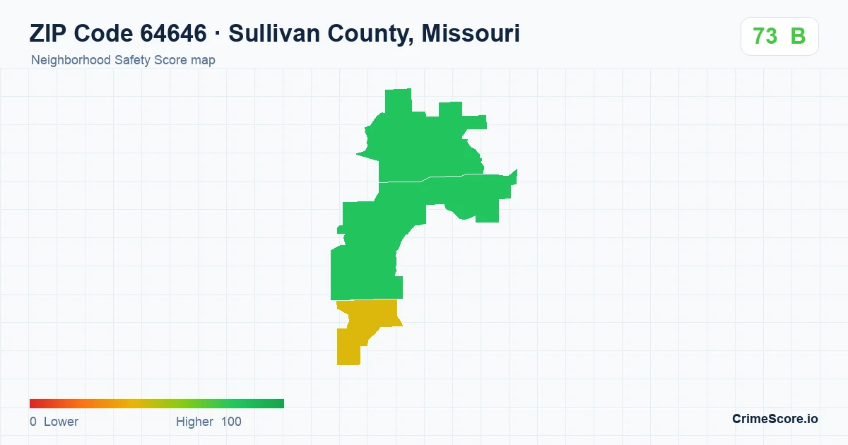 ZIP Code 64646 in Sullivan County, Missouri neighborhood Safety Score map