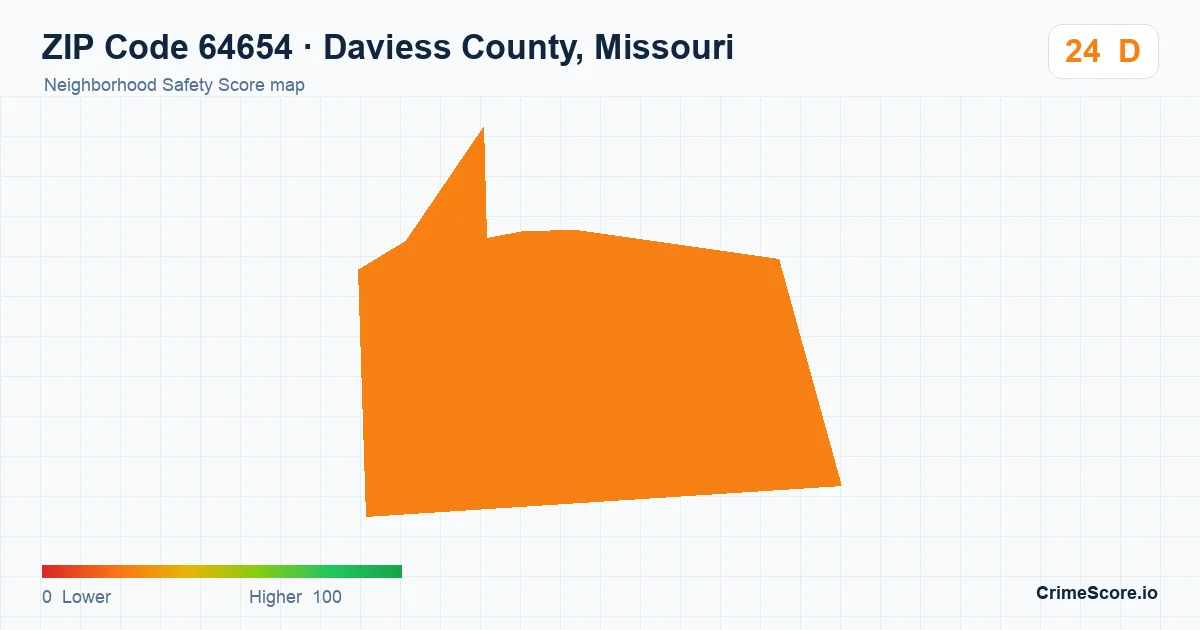 ZIP Code 64654 in Daviess County, Missouri neighborhood Safety Score map