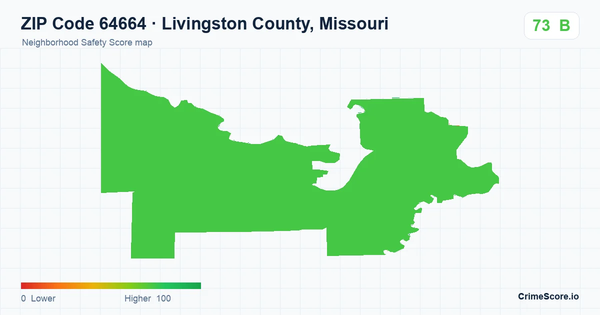 ZIP Code 64664 in Livingston County, Missouri neighborhood Safety Score map
