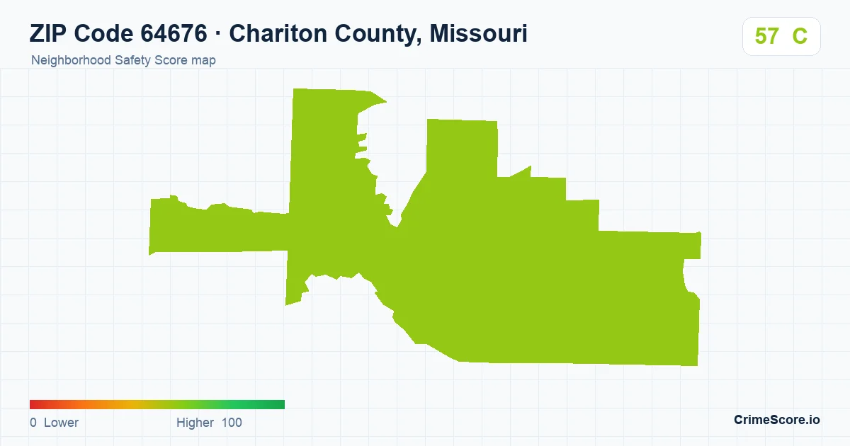 ZIP Code 64676 in Chariton County, Missouri neighborhood Safety Score map