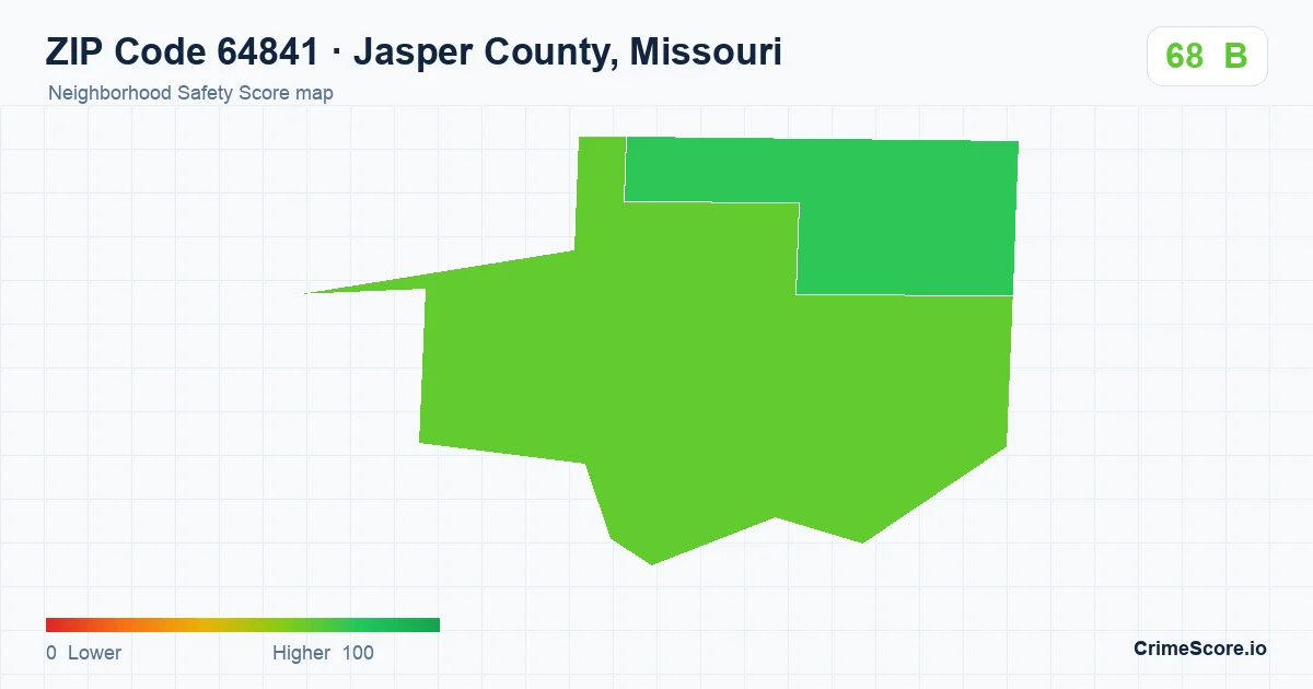 ZIP Code 64841 in Jasper County, Missouri neighborhood Safety Score map