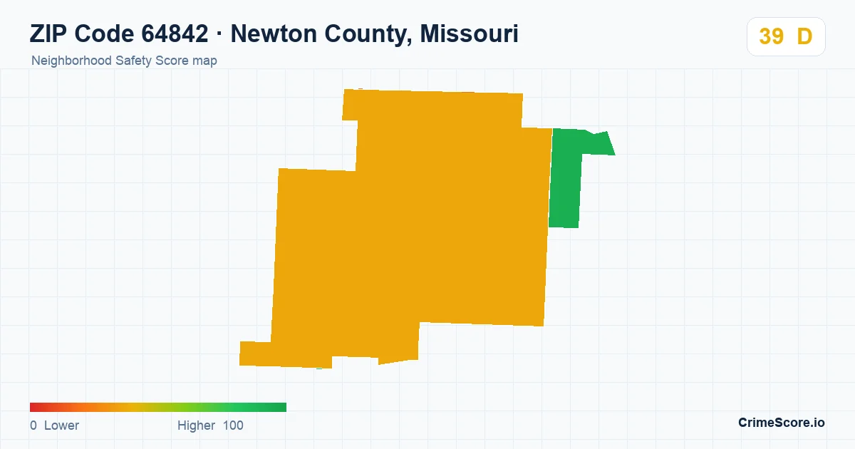 ZIP Code 64842 in Newton County, Missouri neighborhood Safety Score map