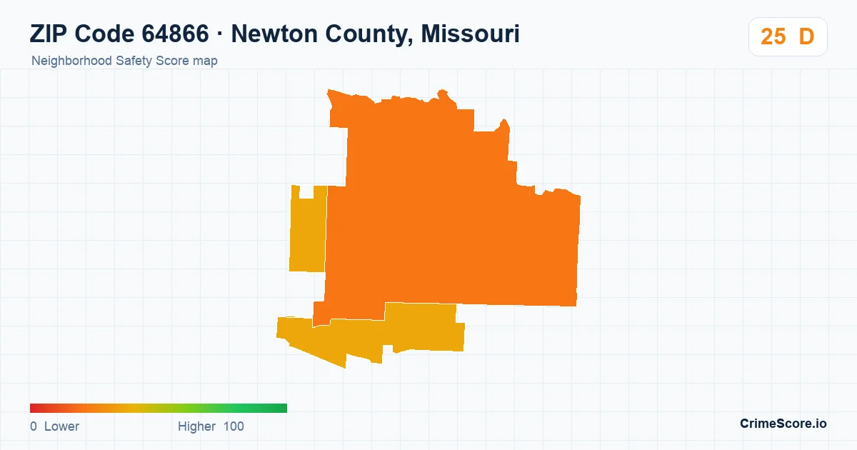 ZIP Code 64866 in Newton County, Missouri neighborhood Safety Score map