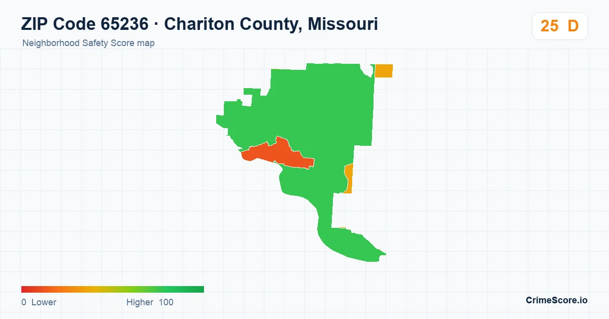 ZIP Code 65236 in Chariton County, Missouri neighborhood Safety Score map