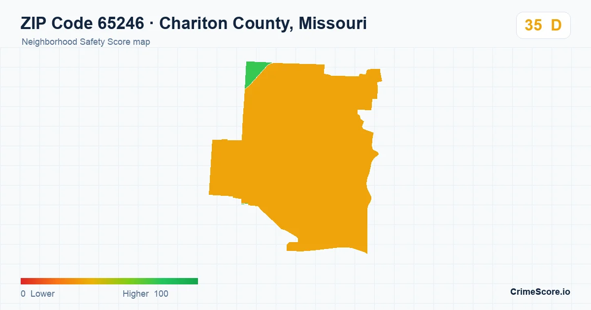 ZIP Code 65246 in Chariton County, Missouri neighborhood Safety Score map