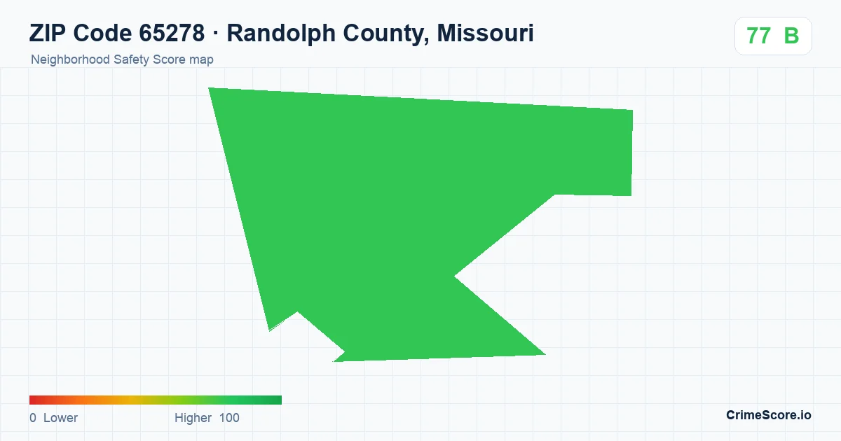 ZIP Code 65278 in Randolph County, Missouri neighborhood Safety Score map