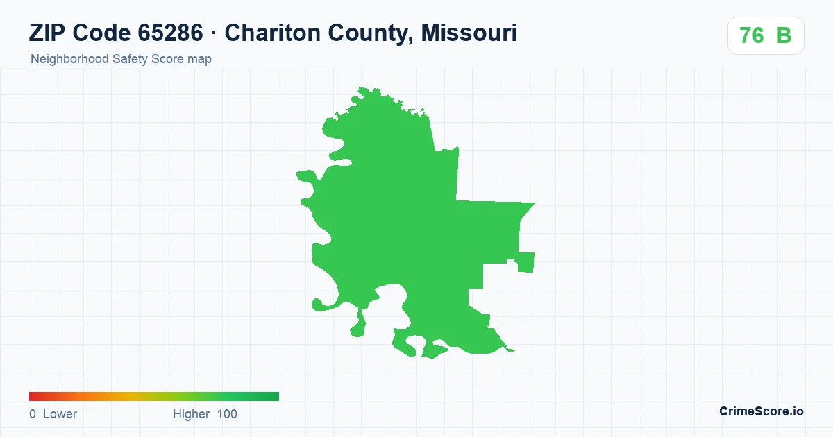ZIP Code 65286 in Chariton County, Missouri neighborhood Safety Score map