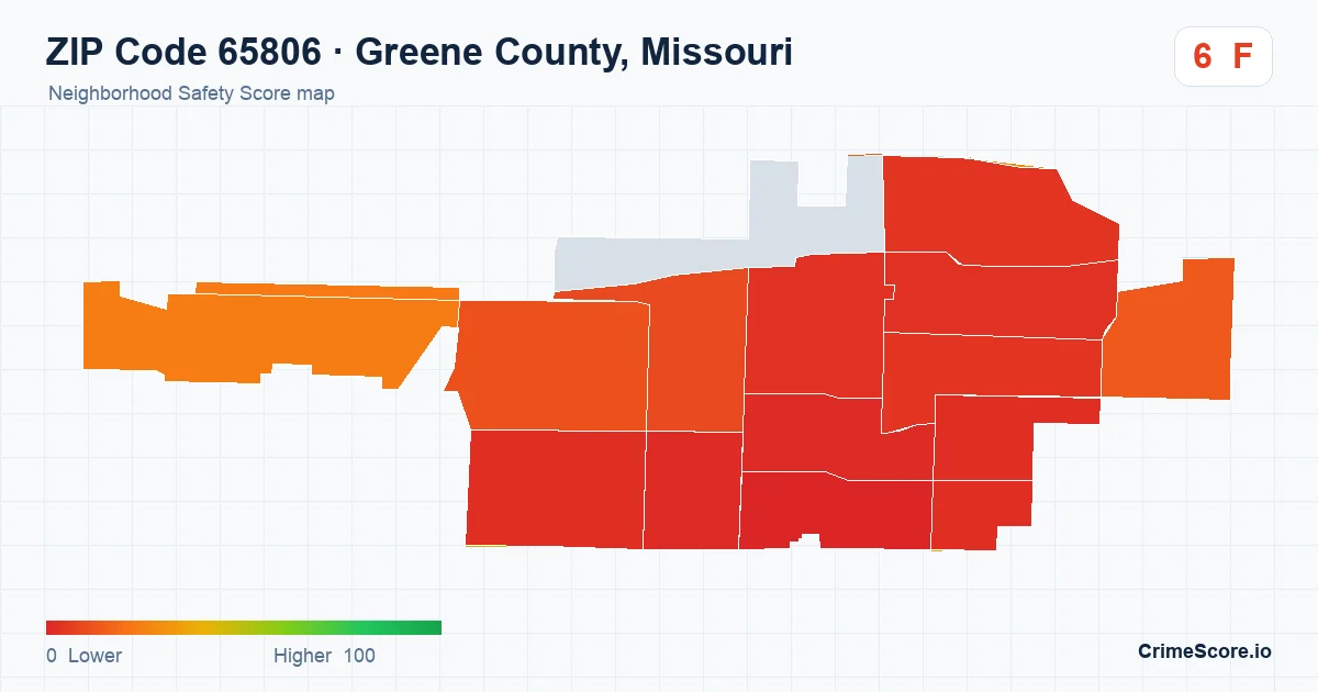 ZIP Code 65806 in Greene County, Missouri neighborhood Safety Score map