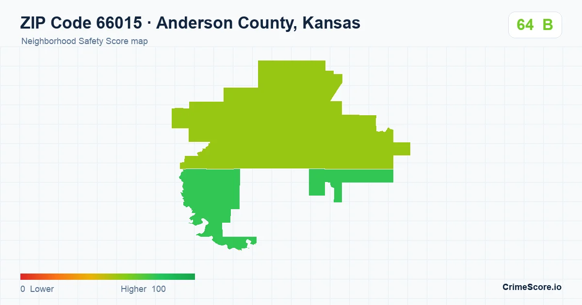 ZIP Code 66015 in Anderson County, Kansas neighborhood Safety Score map