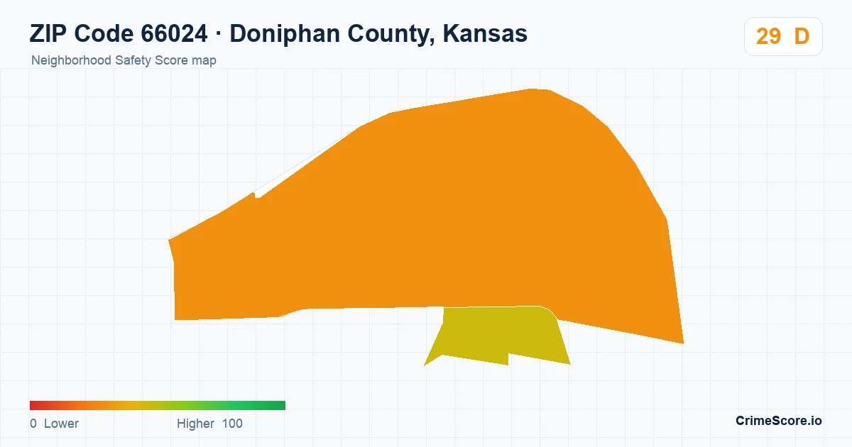 ZIP Code 66024 in Doniphan County, Kansas neighborhood Safety Score map