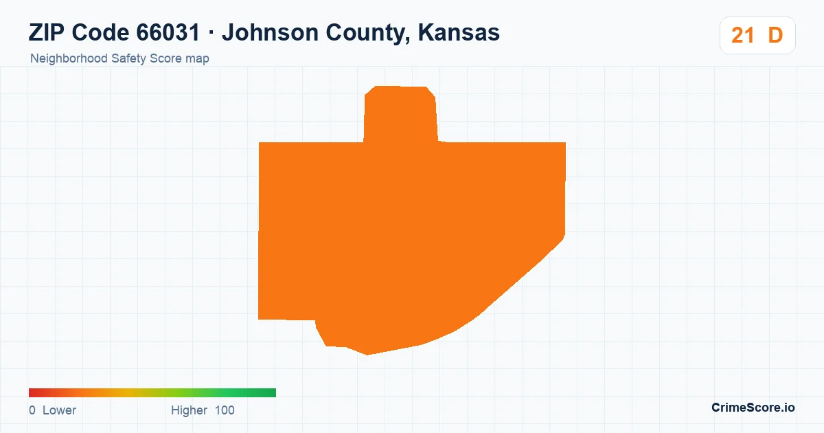ZIP Code 66031 in Johnson County, Kansas neighborhood Safety Score map