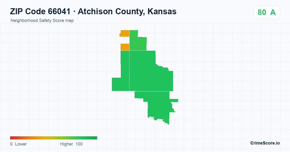 ZIP Code 66041 in Atchison County, Kansas neighborhood Safety Score map