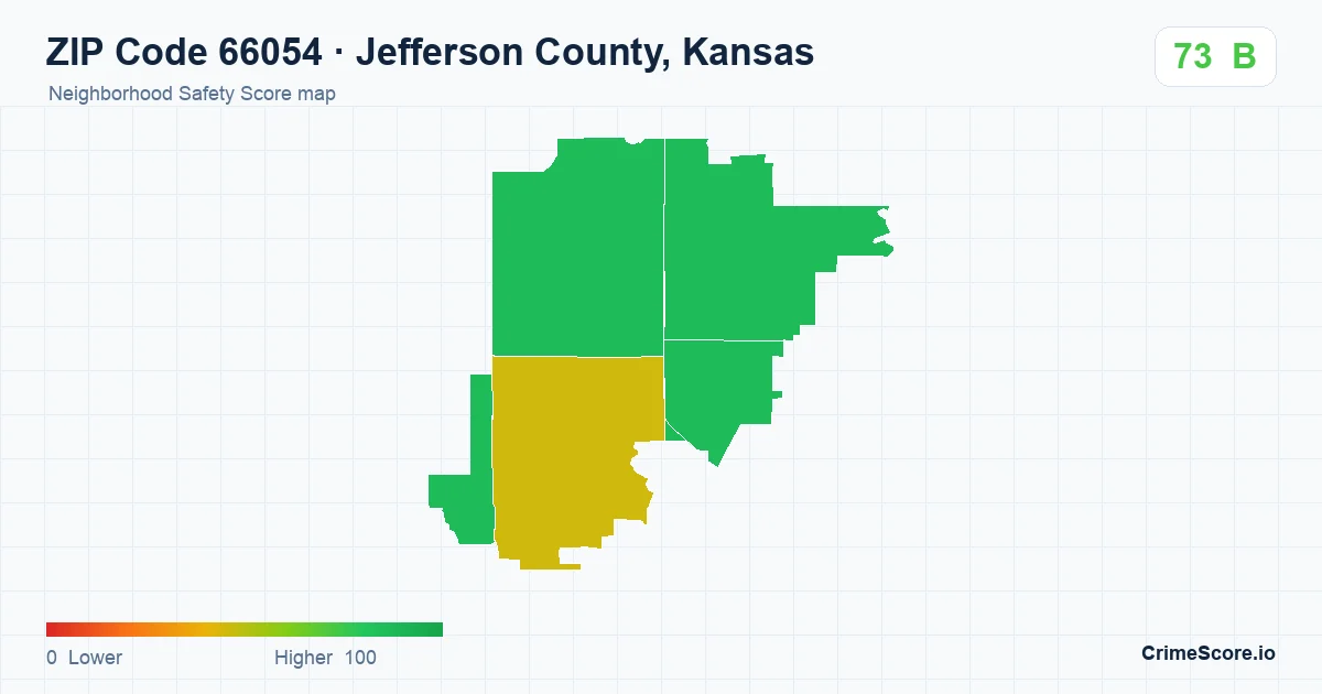 ZIP Code 66054 in Jefferson County, Kansas neighborhood Safety Score map