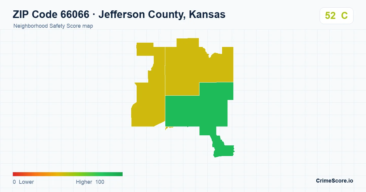 ZIP Code 66066 in Jefferson County, Kansas neighborhood Safety Score map