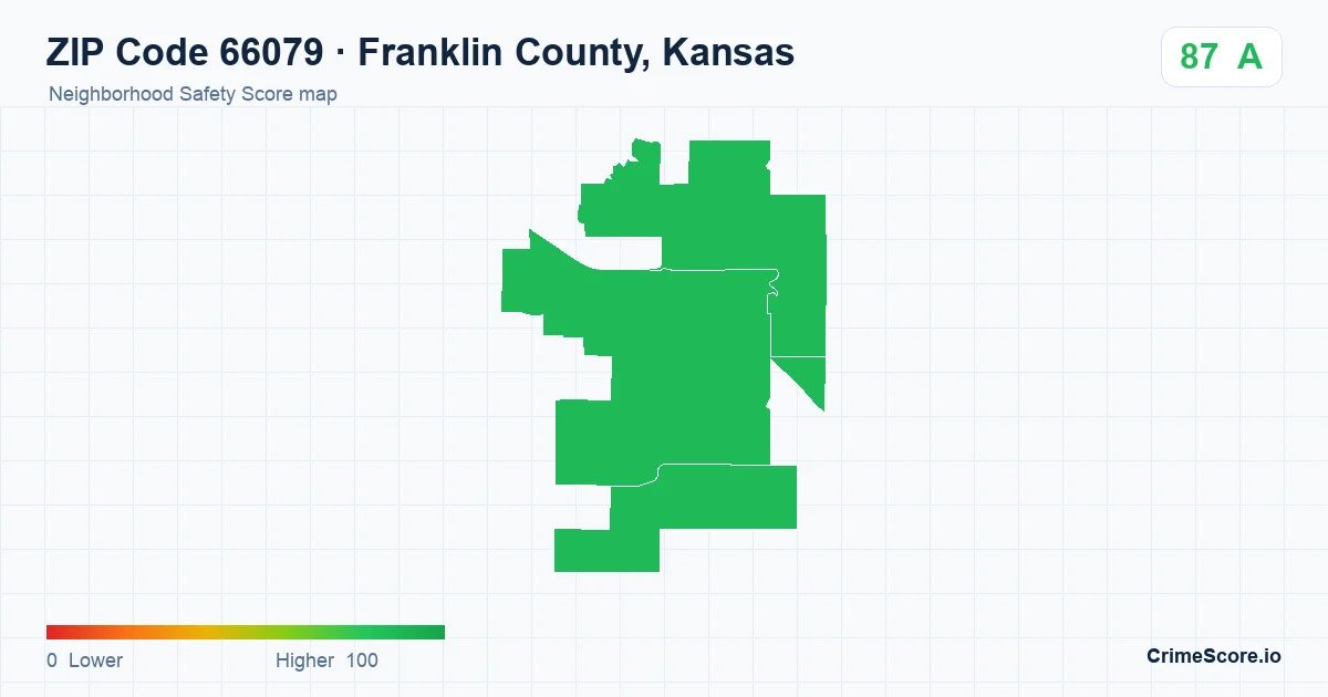 ZIP Code 66079 in Franklin County, Kansas neighborhood Safety Score map