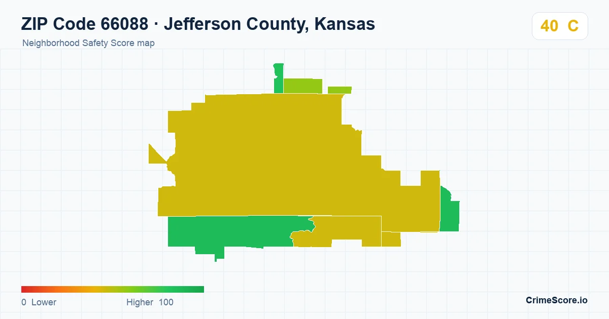 ZIP Code 66088 in Jefferson County, Kansas neighborhood Safety Score map