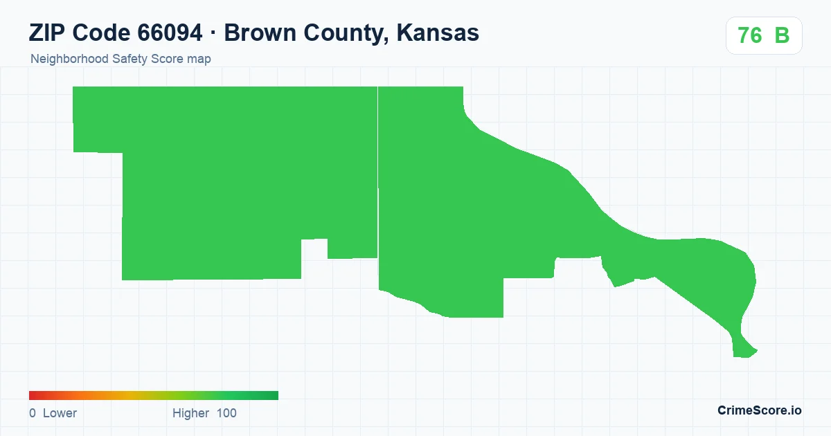 ZIP Code 66094 in Brown County, Kansas neighborhood Safety Score map