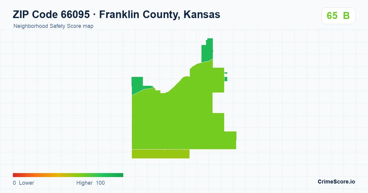 ZIP Code 66095 in Franklin County, Kansas neighborhood Safety Score map