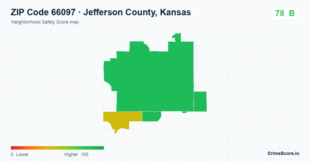 ZIP Code 66097 in Jefferson County, Kansas neighborhood Safety Score map