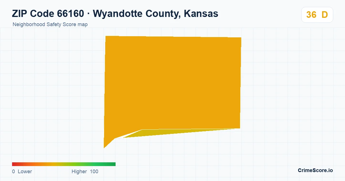 ZIP Code 66160 in Wyandotte County, Kansas neighborhood Safety Score map