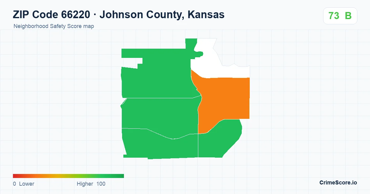 ZIP Code 66220 in Johnson County, Kansas neighborhood Safety Score map