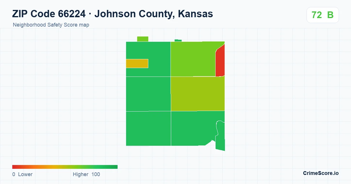 ZIP Code 66224 in Johnson County, Kansas neighborhood Safety Score map