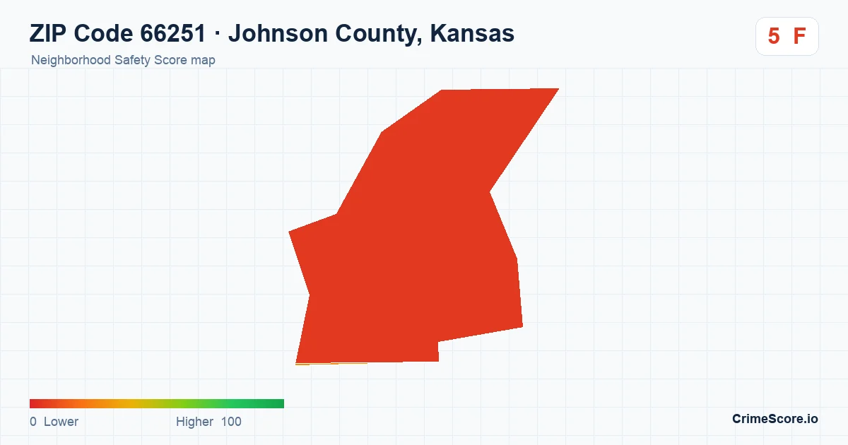 ZIP Code 66251 in Johnson County, Kansas neighborhood Safety Score map