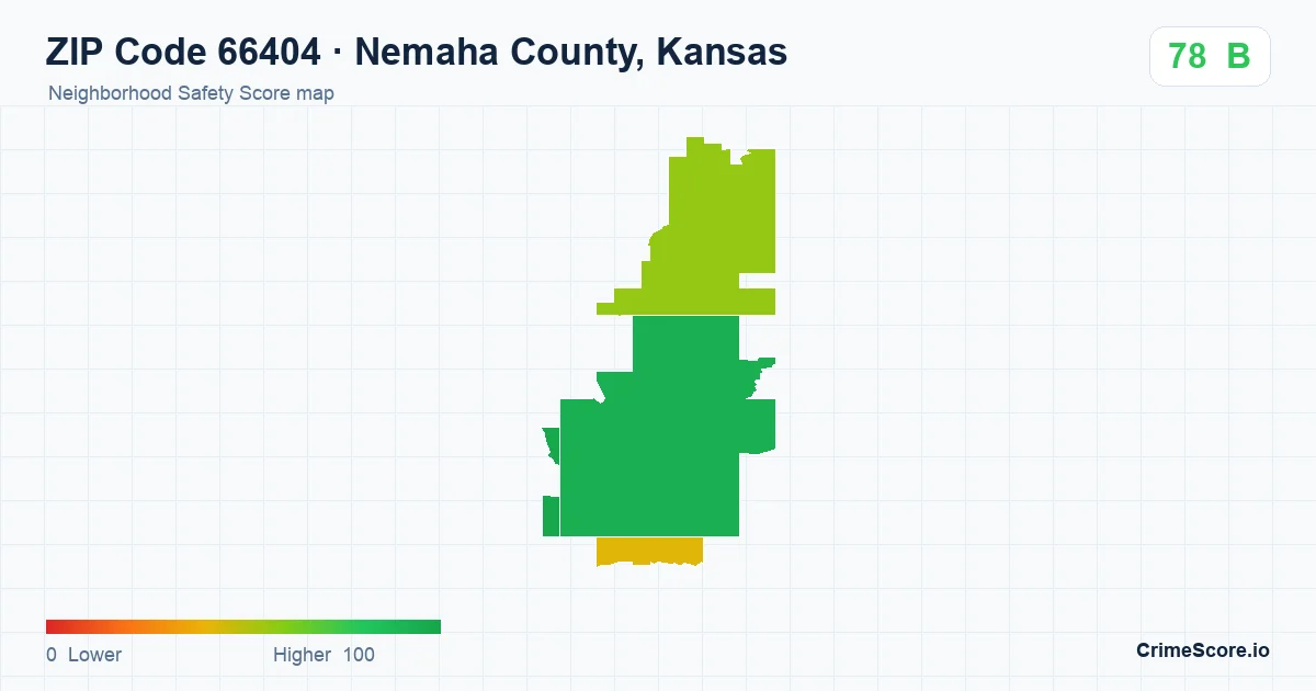 ZIP Code 66404 in Nemaha County, Kansas neighborhood Safety Score map