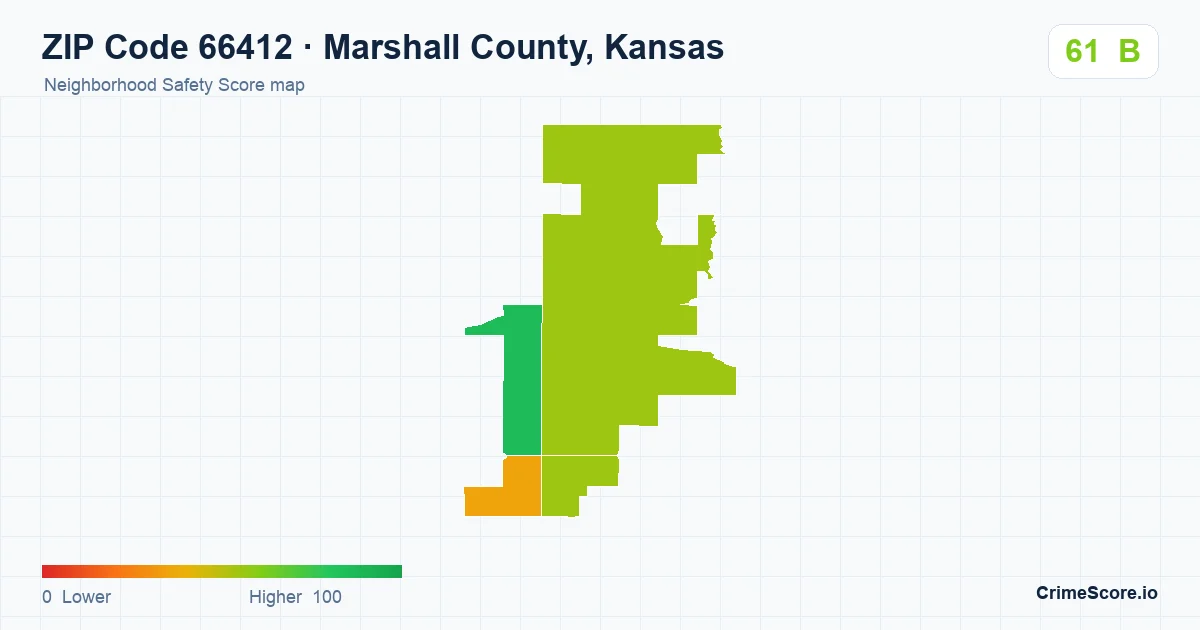 ZIP Code 66412 in Marshall County, Kansas neighborhood Safety Score map
