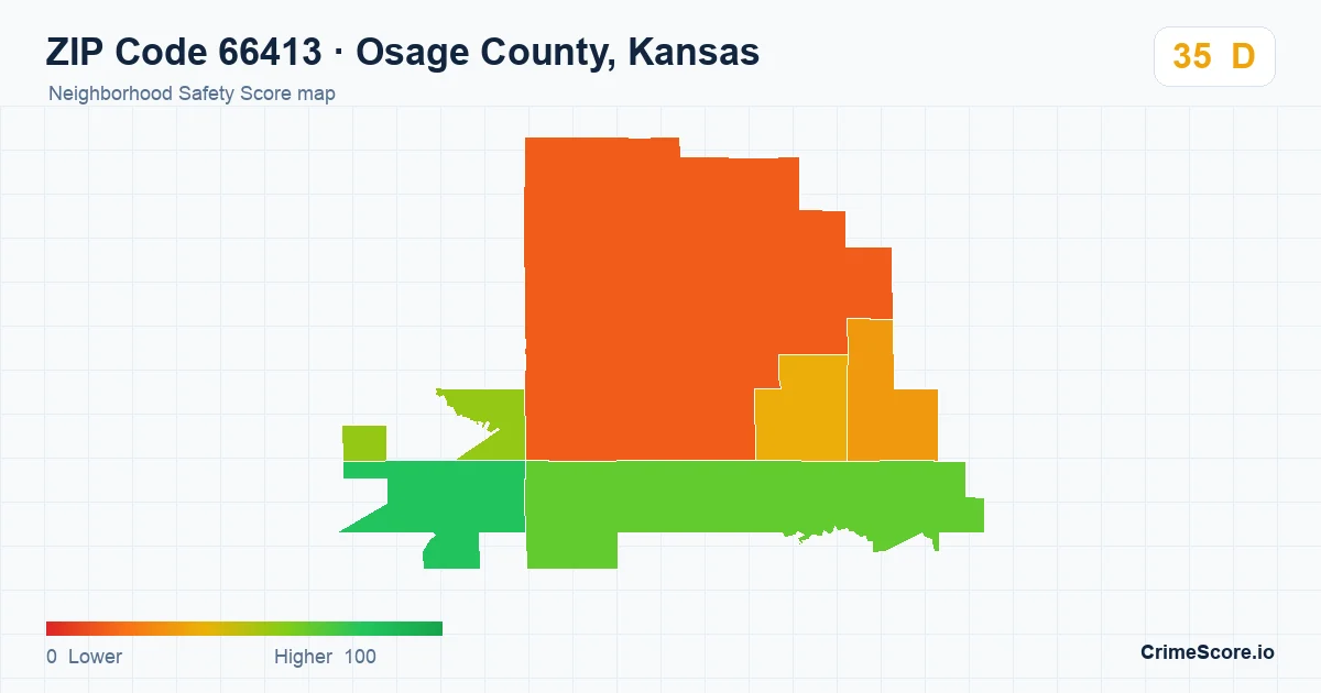 ZIP Code 66413 in Osage County, Kansas neighborhood Safety Score map