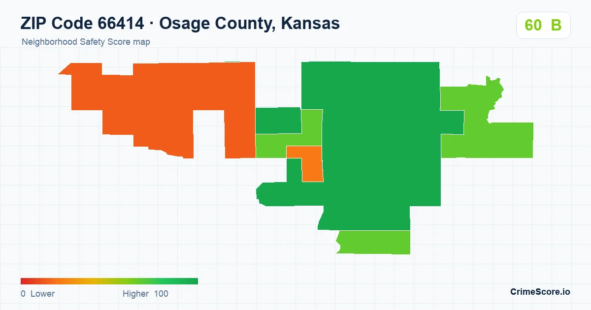 ZIP Code 66414 in Osage County, Kansas neighborhood Safety Score map