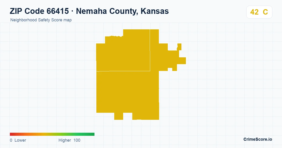 ZIP Code 66415 in Nemaha County, Kansas neighborhood Safety Score map