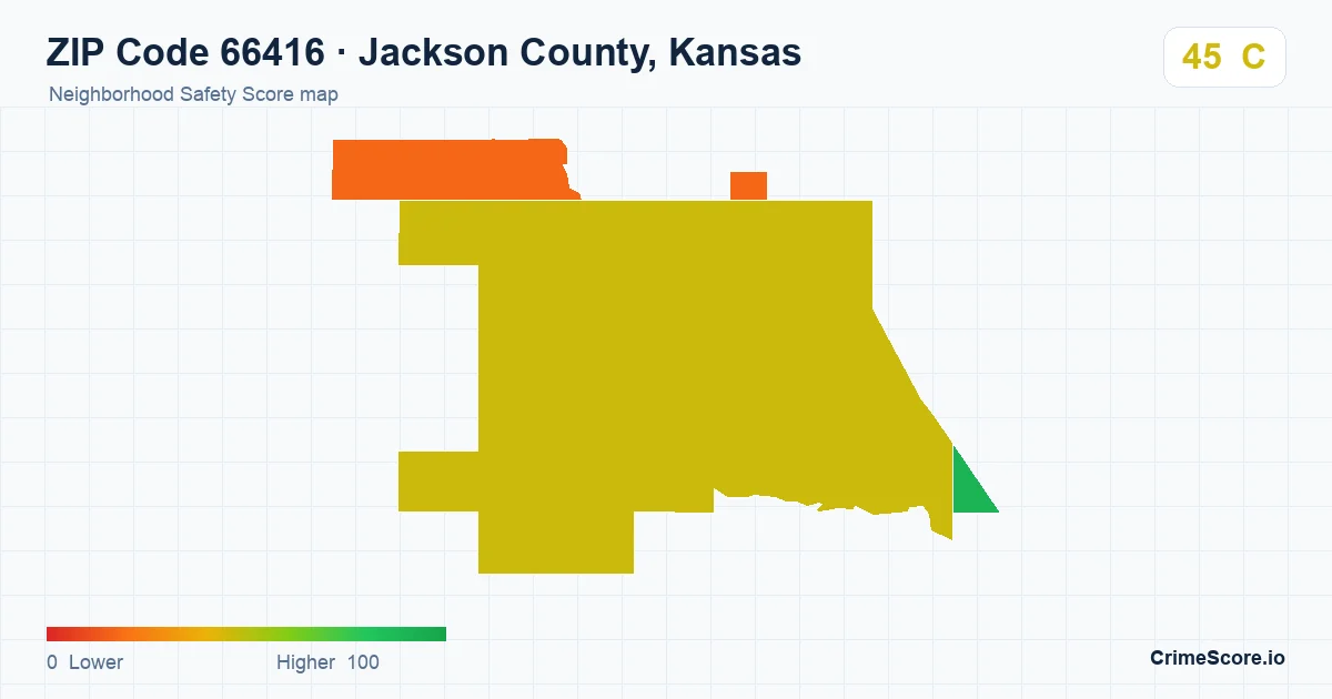 ZIP Code 66416 in Jackson County, Kansas neighborhood Safety Score map