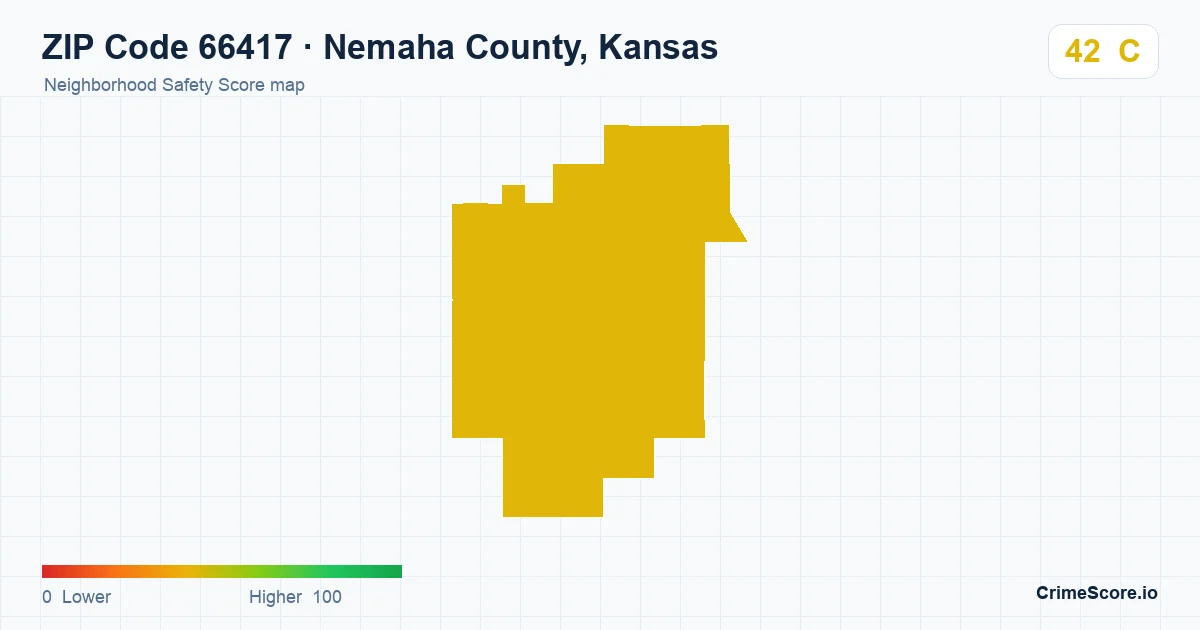ZIP Code 66417 in Nemaha County, Kansas neighborhood Safety Score map