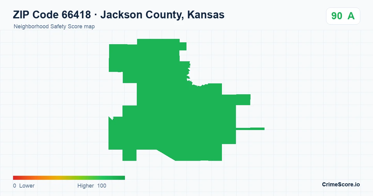 ZIP Code 66418 in Jackson County, Kansas neighborhood Safety Score map