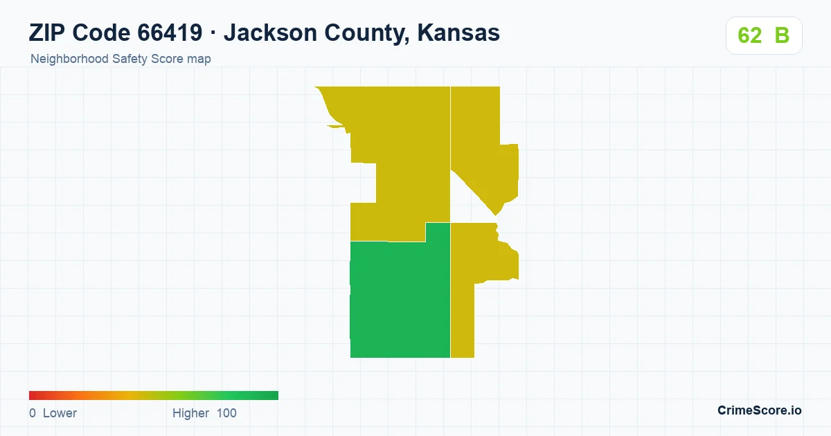 ZIP Code 66419 in Jackson County, Kansas neighborhood Safety Score map