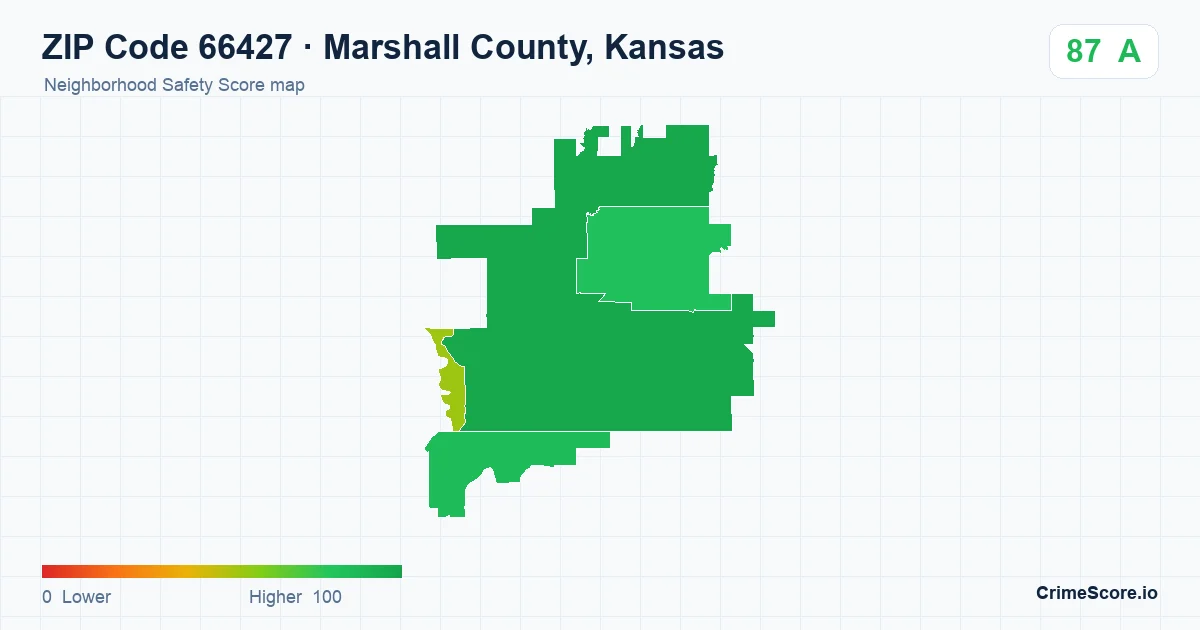 ZIP Code 66427 in Marshall County, Kansas neighborhood Safety Score map