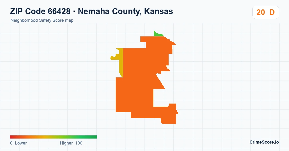 ZIP Code 66428 in Nemaha County, Kansas neighborhood Safety Score map