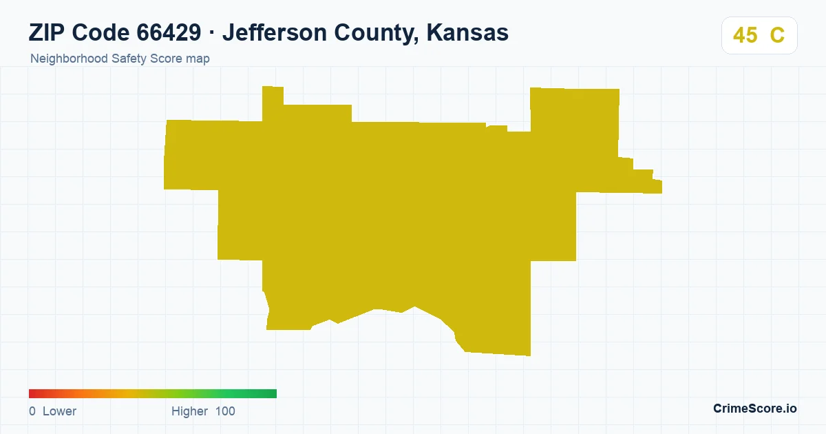 ZIP Code 66429 in Jefferson County, Kansas neighborhood Safety Score map