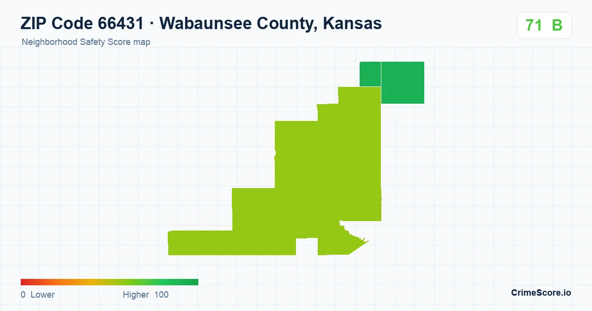 ZIP Code 66431 in Wabaunsee County, Kansas neighborhood Safety Score map