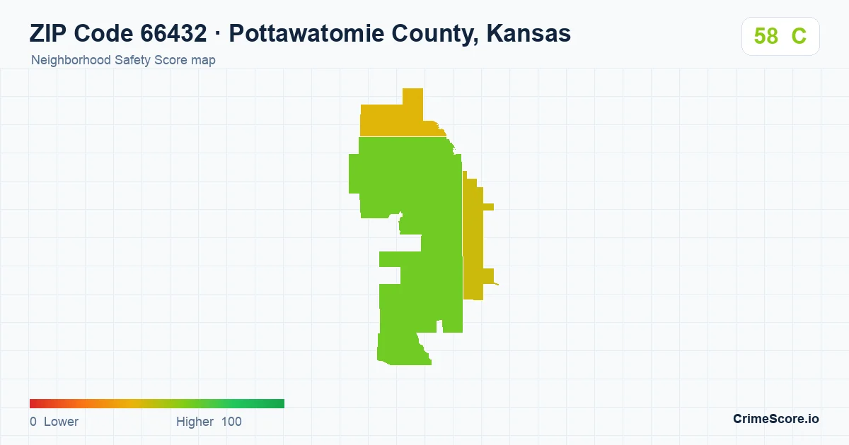 ZIP Code 66432 in Pottawatomie County, Kansas neighborhood Safety Score map