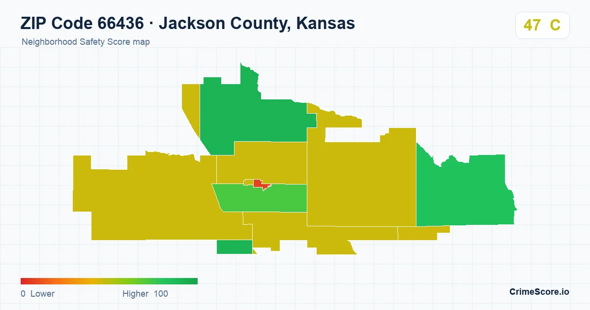 ZIP Code 66436 in Jackson County, Kansas neighborhood Safety Score map