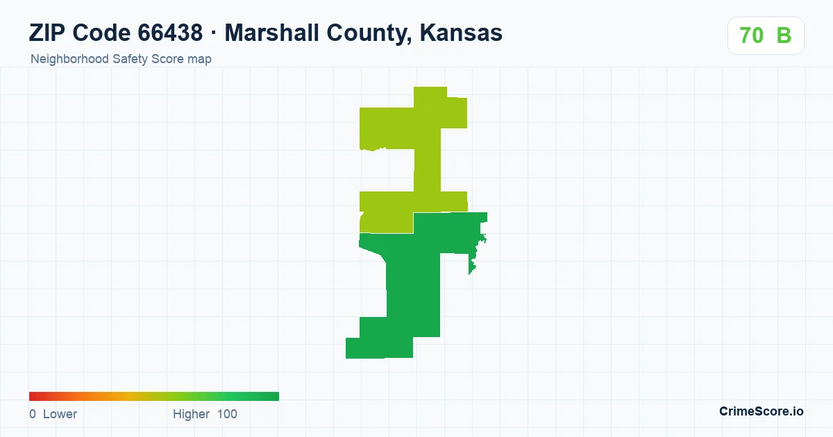 ZIP Code 66438 in Marshall County, Kansas neighborhood Safety Score map