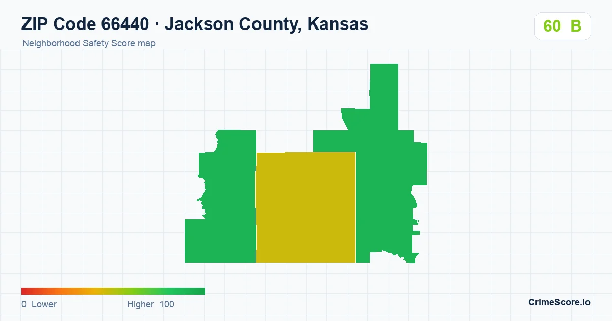 ZIP Code 66440 in Jackson County, Kansas neighborhood Safety Score map